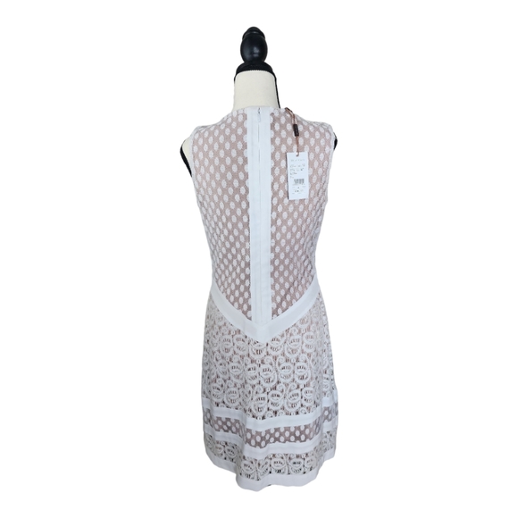 NWT Cream Lace Dress with Tan Underlay - Size 4 - Picture 2 of 4